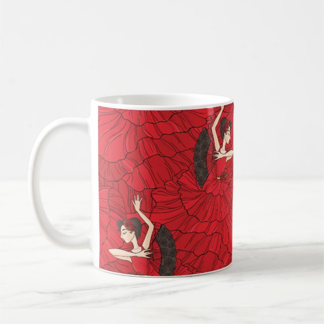 Vintage Tango Flamenco Dance Pattern Coffee Mug (Left)