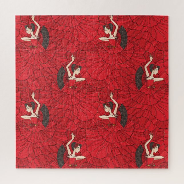 Vintage Tango Flamenco Dance Pattern Jigsaw Puzzle (Vertical)
