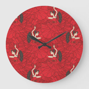 Vintage Tango Flamenco Dance Pattern Large Clock