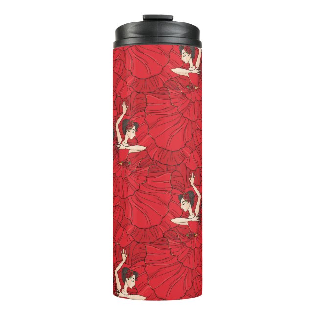 Vintage Tango Flamenco Dance Pattern Thermal Tumbler (Front)