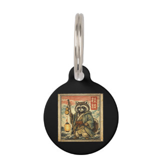 Vintage Tanuki Folklore Stamp Style Illustration Pet Tag