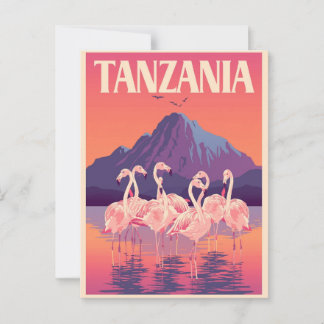 Vintage Tanzania Africa Flamingo Mountain Travel Postcard