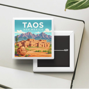 Vintage Taos New Mexico 2 Inch Square Button