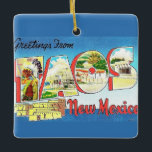 Vintage Taos New Mexico Ornament<br><div class="desc">A vintage postcard greeting from New Mexicoi repurposed on an ornament.  Keep the image on the back or remove it and add your personal message.</div>