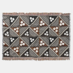 Vintage Tapa Tribal Pattern from Fiji Throw Blanket