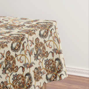 Vintage Tapestry Design on Gray Tablecloth