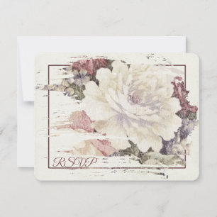 vintage tapestry rose RSVP Card