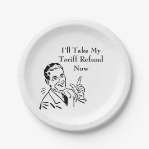 Vintage Tariff Refund Check Paper Plate