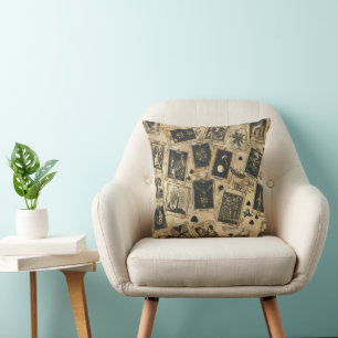 Vintage Tarot Card Boho Clelestial Pattern Throw Pillow