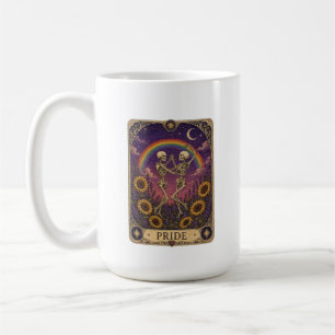 Vintage Tarot Card Pride Dancing Skeletons Sunflow Coffee Mug