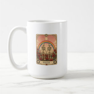 Vintage Tarot Card Pride Skeleton Lovers Rainbow  Coffee Mug