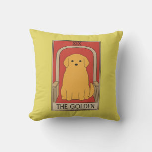 Vintage Tarot Card The Golden Retriever Dog Throw Pillow
