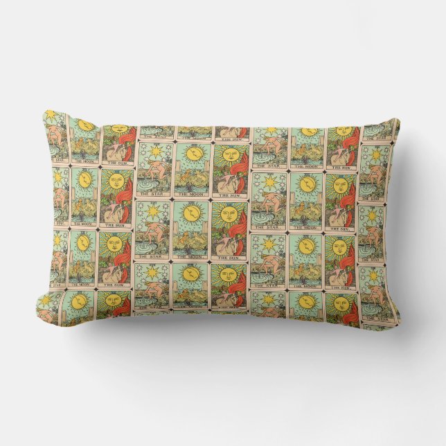 Vintage Tarot Cards Sun Moon Stars   Lumbar Pillow (Front)