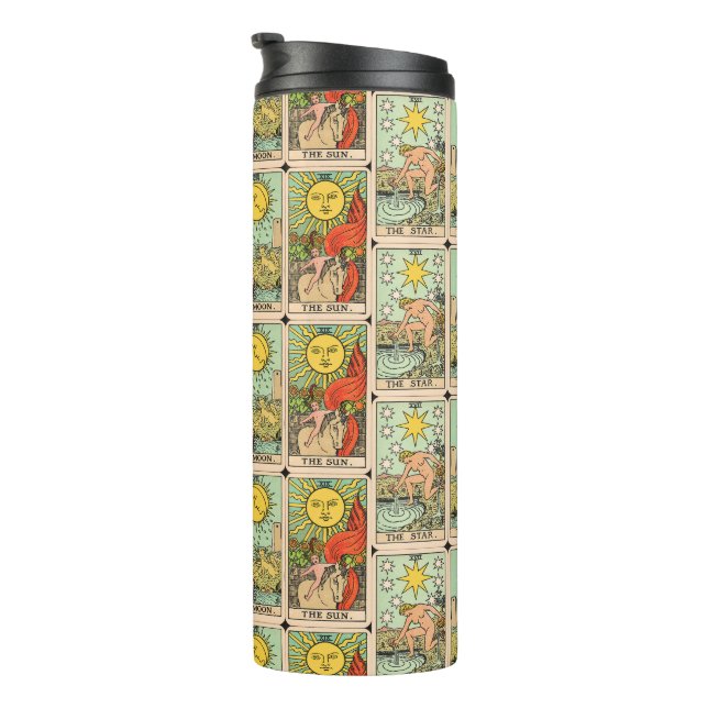 Vintage Tarot Cards Sun Moon Stars  Thermal Tumbler (Rotated Right)