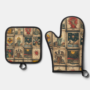 Vintage Tarot   Oven Mitt & Pot Holder Set
