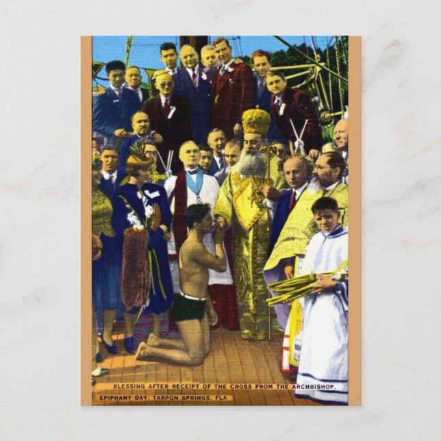 Vintage Tarpon Springs Epiphany Day Postcard (Front)