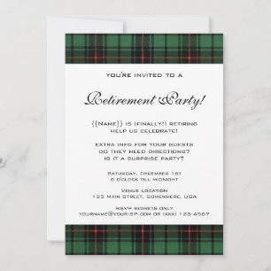 Vintage Tartan, Davidson Modern Retirement Party Invitation