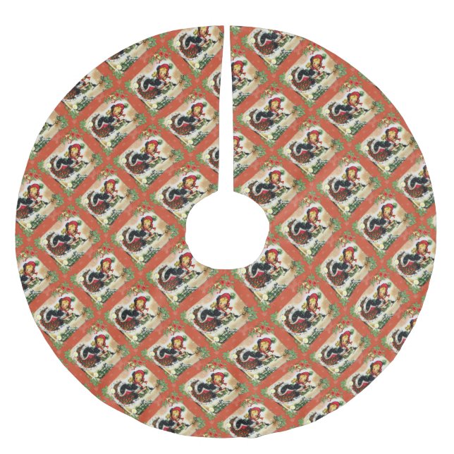 Vintage Tartan Girl Brushed Polyester Tree Skirt (Front)