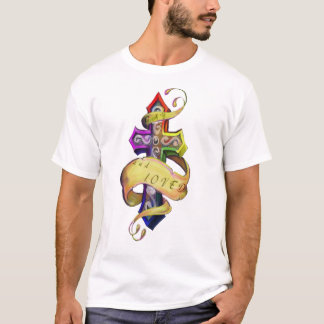Vintage tattoo cross styled -gay love  T-Shirt