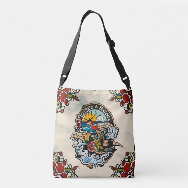 Vintage Tattoo Crossbody Bag - Retro Ink Art Desin (Back)