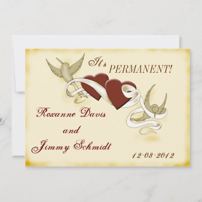 Vintage Tattoo inspired wedding invitation (Front)