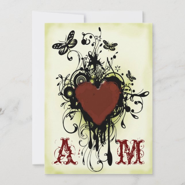 Vintage Tattoo love wedding invitation  2 (Front)