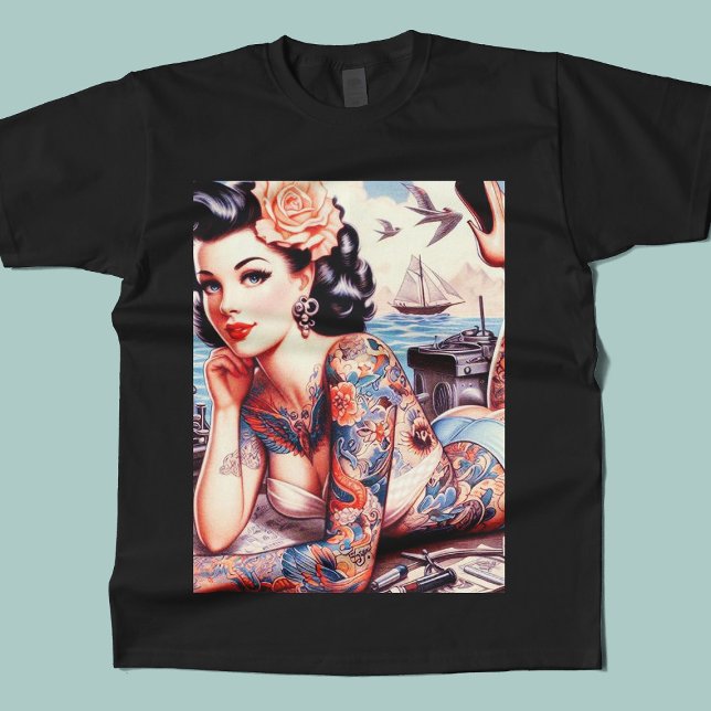 Vintage Tattoo Old School Girl T-Shirt (Creator Uploaded)