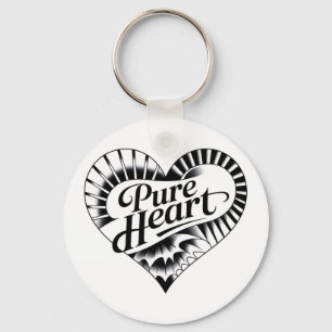Vintage Tattoo-Style "Pure Heart" Heart Keychain