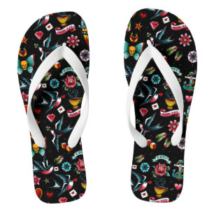 Vintage Tattoo Themed Flip Flops