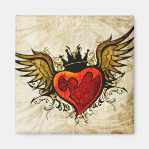 Vintage Tattoo Winged Heart  Magnet