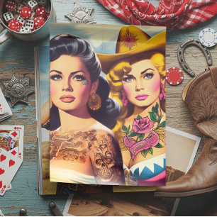 Vintage Tattooed Cowgirls Tissue Paper