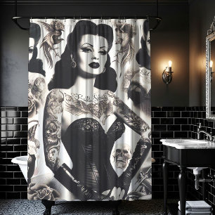 Vintage Tattooed Goth Woman Collage