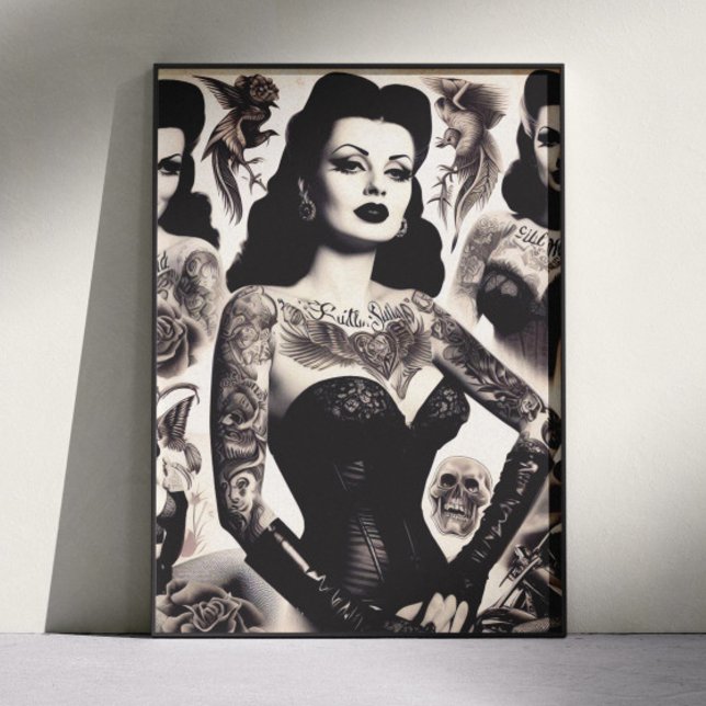 Vintage Tattooed Goth Woman Collage Poster (Creator Uploaded)