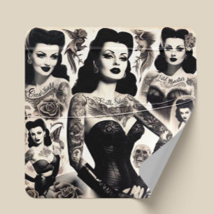 Vintage Tattooed Goth Woman Collage Square Sticker