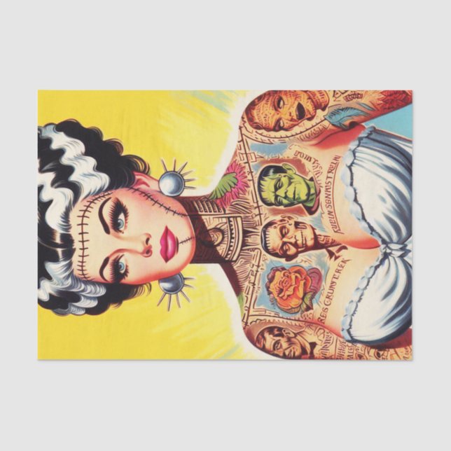 Vintage Tattooed Horror Girl Tissue Paper (Front)