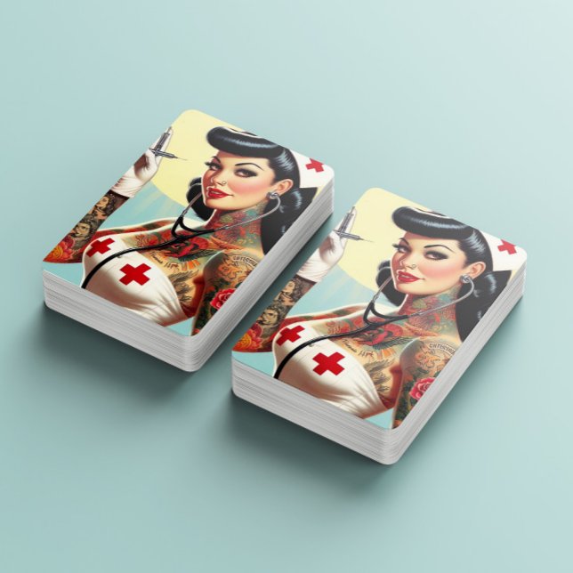 Vintage Tattooed Pin-up Nurse Playing Cards (Creator Uploaded)