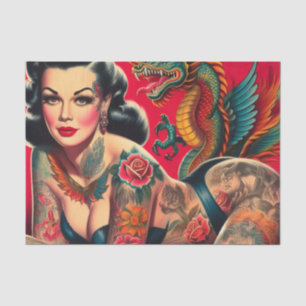 Vintage Tattooed Pin-up Tissue Paper