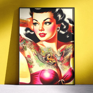 Vintage Tattooed Pinup Poster