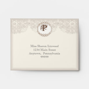 Vintage Taupe Lace -Matching Invitation Envelope