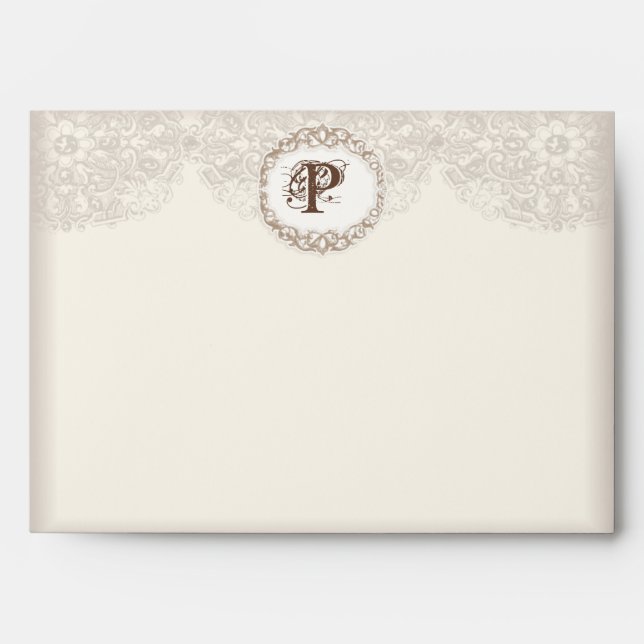 Vintage Taupe Lace -Matching Invitation Envelope (Front)