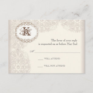 Vintage Taupe Lace - Wedding Response Card