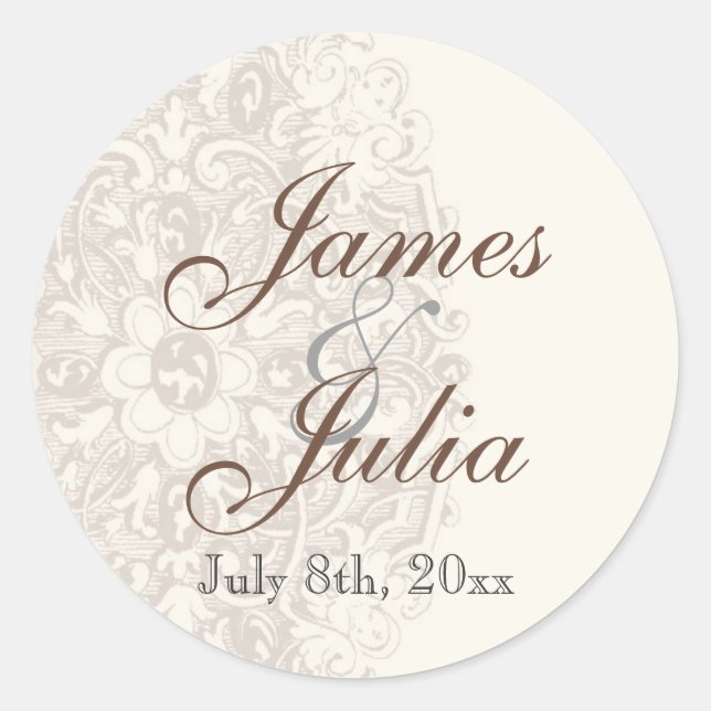 Vintage Taupe Lace - Wedding Seal (Front)