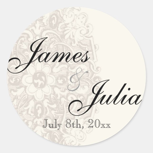 Vintage Taupe Lace - Wedding Seal (Front)