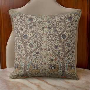 Vintage Taupe Trees Ancient People Outdoor Pillow