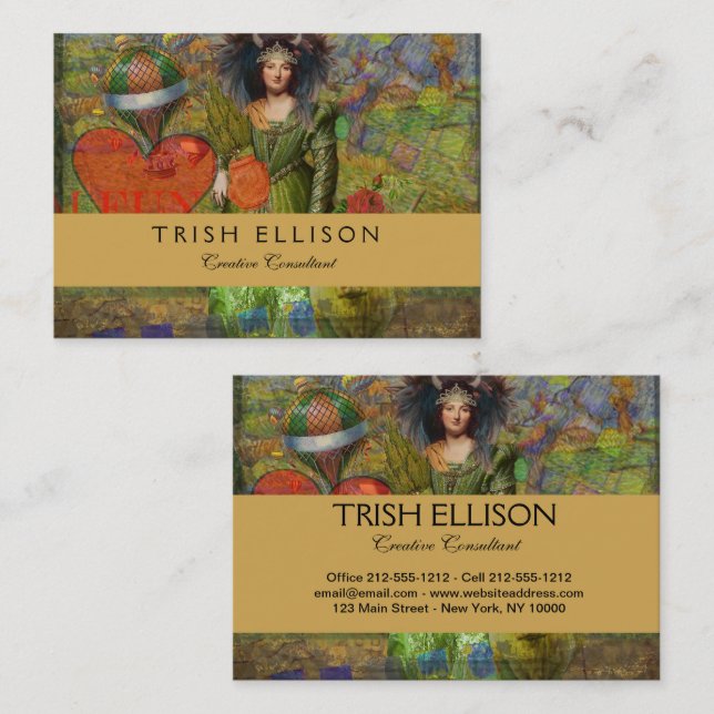 Vintage Taurus Classic Woman Portrait Gothic Art Business Card (Front/Back)