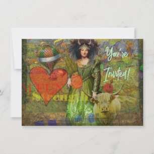 Vintage Taurus Classic Woman Portrait Gothic Art Invitation