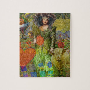 Vintage Taurus Classic Woman Portrait Gothic Art Jigsaw Puzzle
