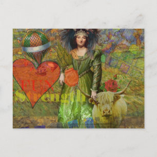 Vintage Taurus Classic Woman Portrait Gothic Art Postcard