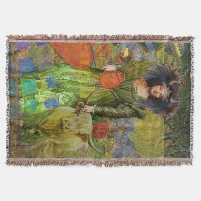 Vintage Taurus Classic Woman Portrait Gothic Art Throw Blanket (Front)