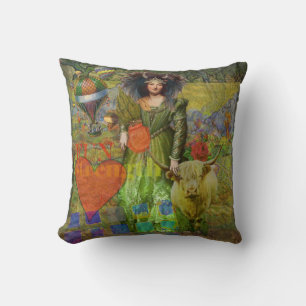 Vintage Taurus Classic Woman Portrait Gothic Art Throw Pillow